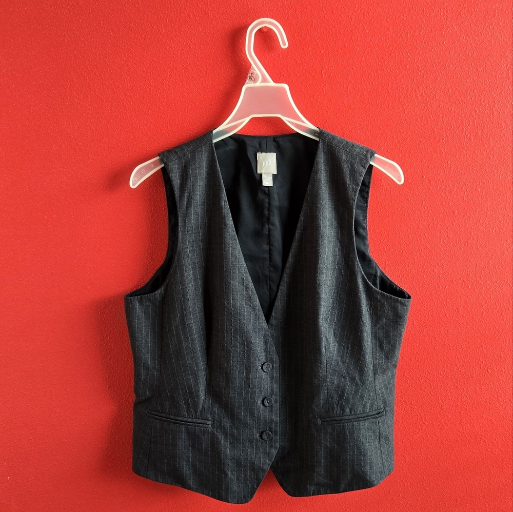 Dark Grey Pinstripe Vest [J. Jill]